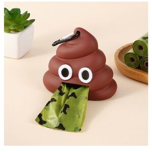 FUNNY POOP EMOJI POOP BAG HOLDER INCLUDES ONE ROLL OF 15 BAGS
